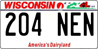 WI license plate 204NEN