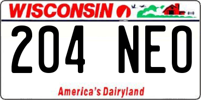 WI license plate 204NEO