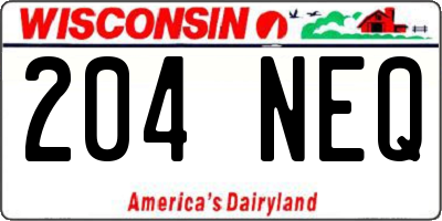 WI license plate 204NEQ
