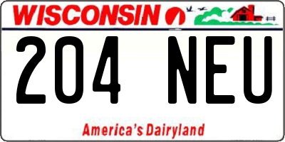 WI license plate 204NEU