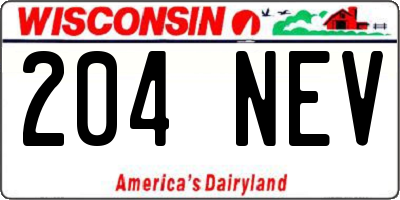 WI license plate 204NEV