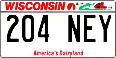 WI license plate 204NEY