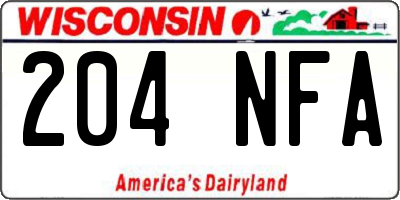 WI license plate 204NFA