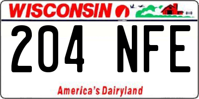 WI license plate 204NFE