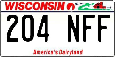 WI license plate 204NFF