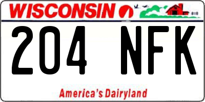 WI license plate 204NFK
