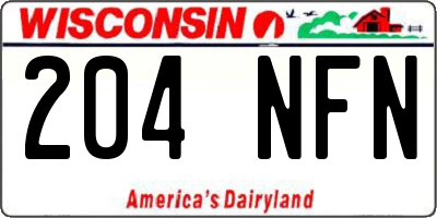 WI license plate 204NFN
