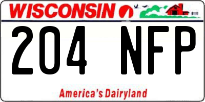 WI license plate 204NFP