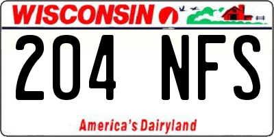 WI license plate 204NFS