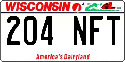 WI license plate 204NFT