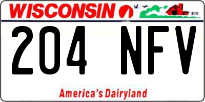 WI license plate 204NFV