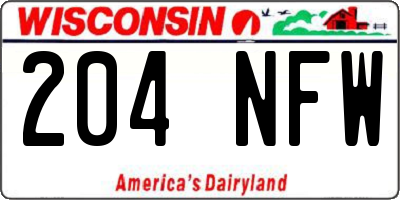 WI license plate 204NFW