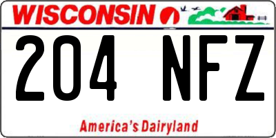 WI license plate 204NFZ