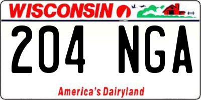 WI license plate 204NGA
