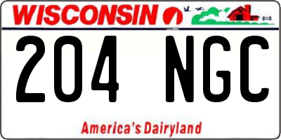 WI license plate 204NGC