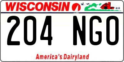 WI license plate 204NGO