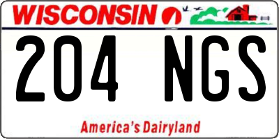WI license plate 204NGS