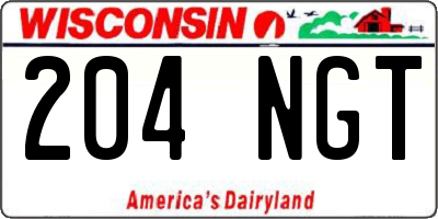 WI license plate 204NGT