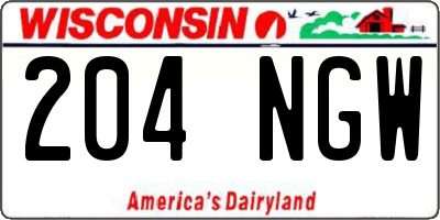 WI license plate 204NGW