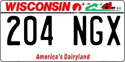WI license plate 204NGX