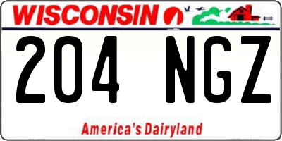 WI license plate 204NGZ