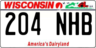 WI license plate 204NHB