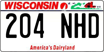 WI license plate 204NHD