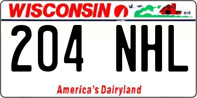WI license plate 204NHL
