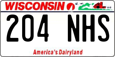 WI license plate 204NHS