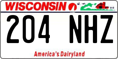 WI license plate 204NHZ