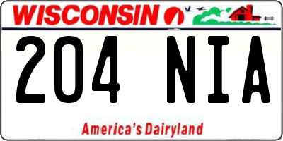 WI license plate 204NIA