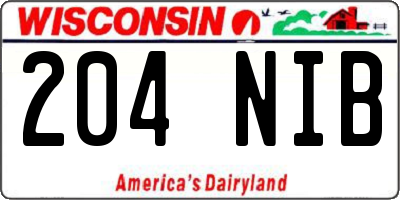 WI license plate 204NIB