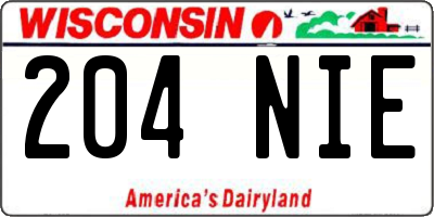 WI license plate 204NIE