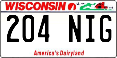 WI license plate 204NIG