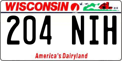 WI license plate 204NIH