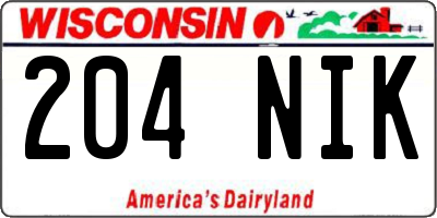 WI license plate 204NIK