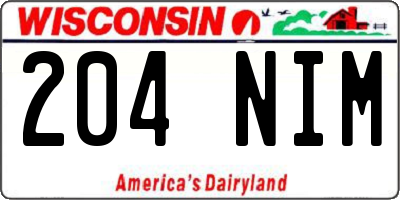 WI license plate 204NIM