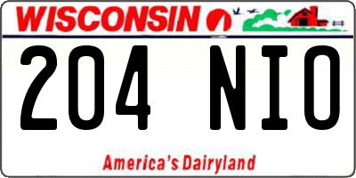 WI license plate 204NIO