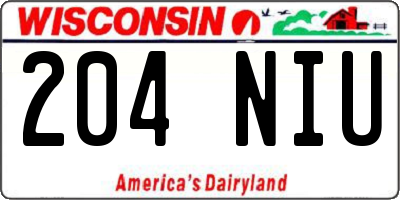 WI license plate 204NIU