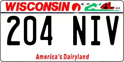WI license plate 204NIV