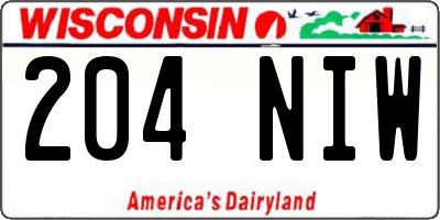 WI license plate 204NIW