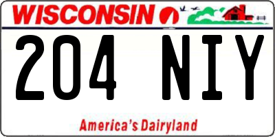 WI license plate 204NIY