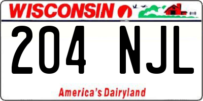 WI license plate 204NJL