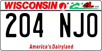 WI license plate 204NJO