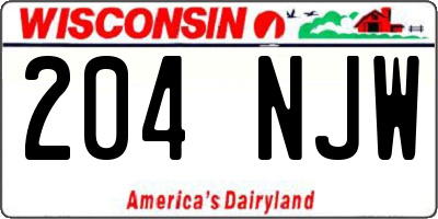WI license plate 204NJW