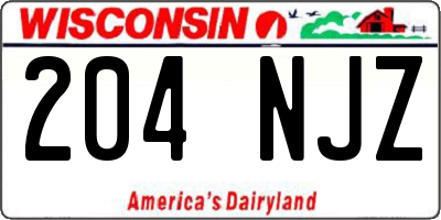 WI license plate 204NJZ