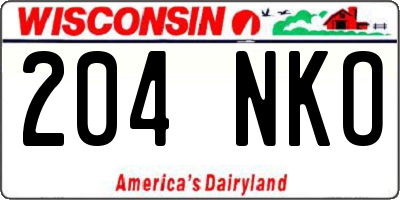 WI license plate 204NKO