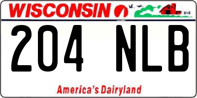 WI license plate 204NLB