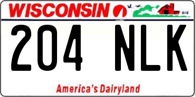 WI license plate 204NLK