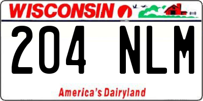 WI license plate 204NLM